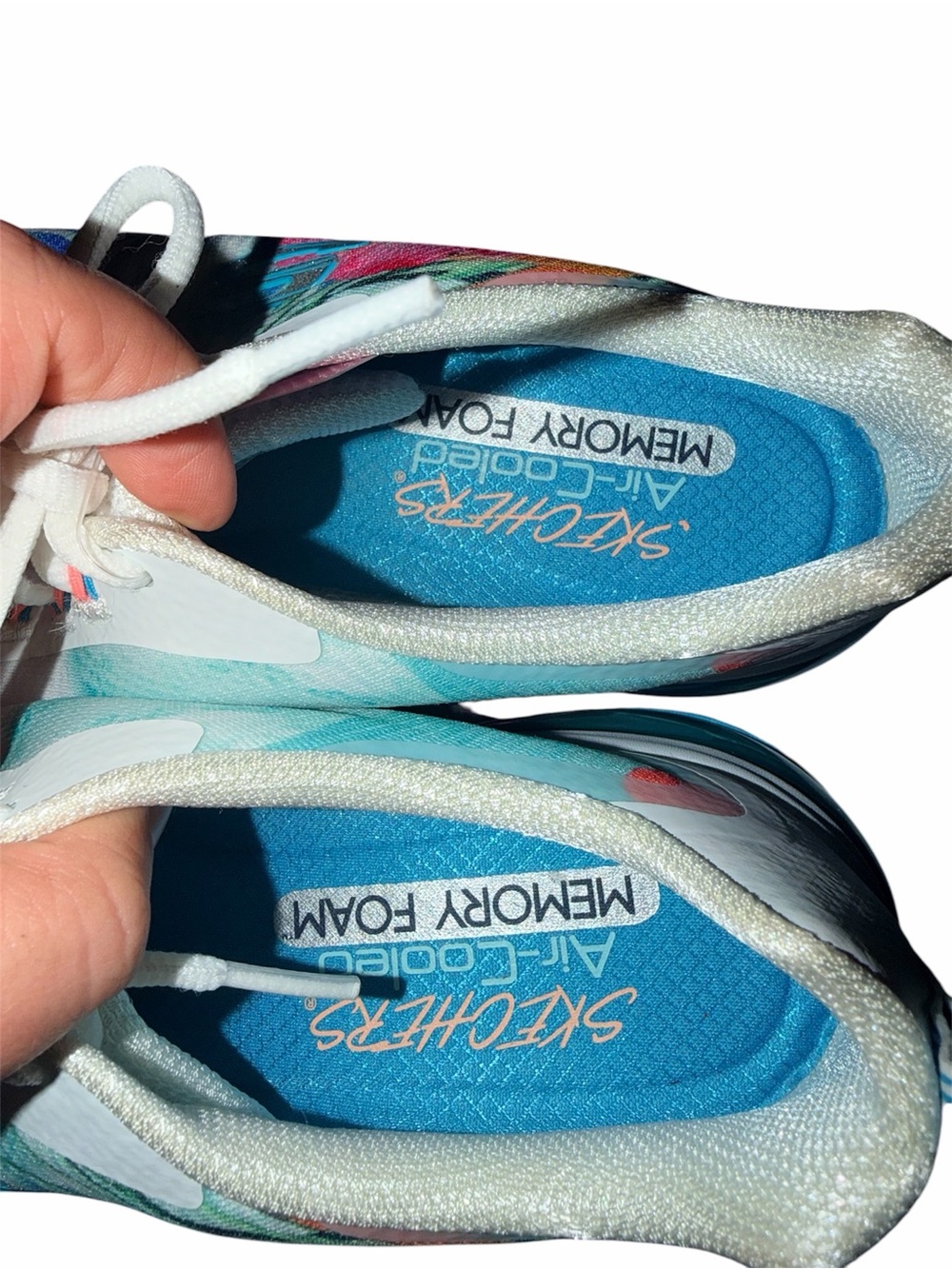 NWT Skechers Air-Cooled Memory Foam Floral Print Lace-Up Sneakers - Picture 4 of 6